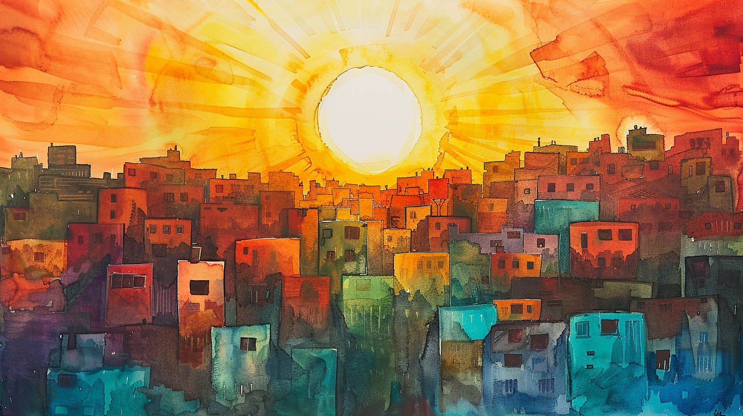 Artistic cityscape representing transformation and new beginnings